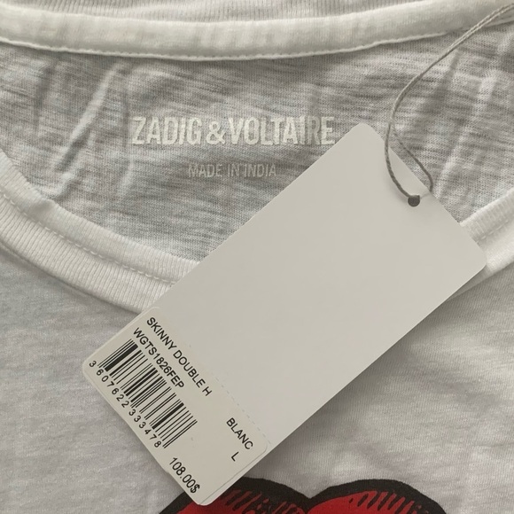Zadig & Voltaire | Skinny Double Heart Tee top - Picture 7 of 9